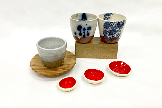 Brooke Clunie, ceramic mugs and condiment set